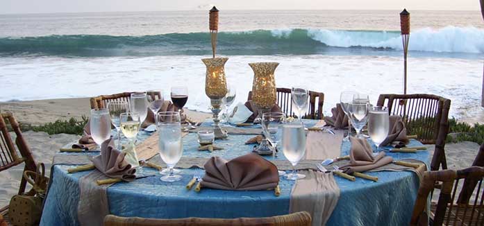 table on beach