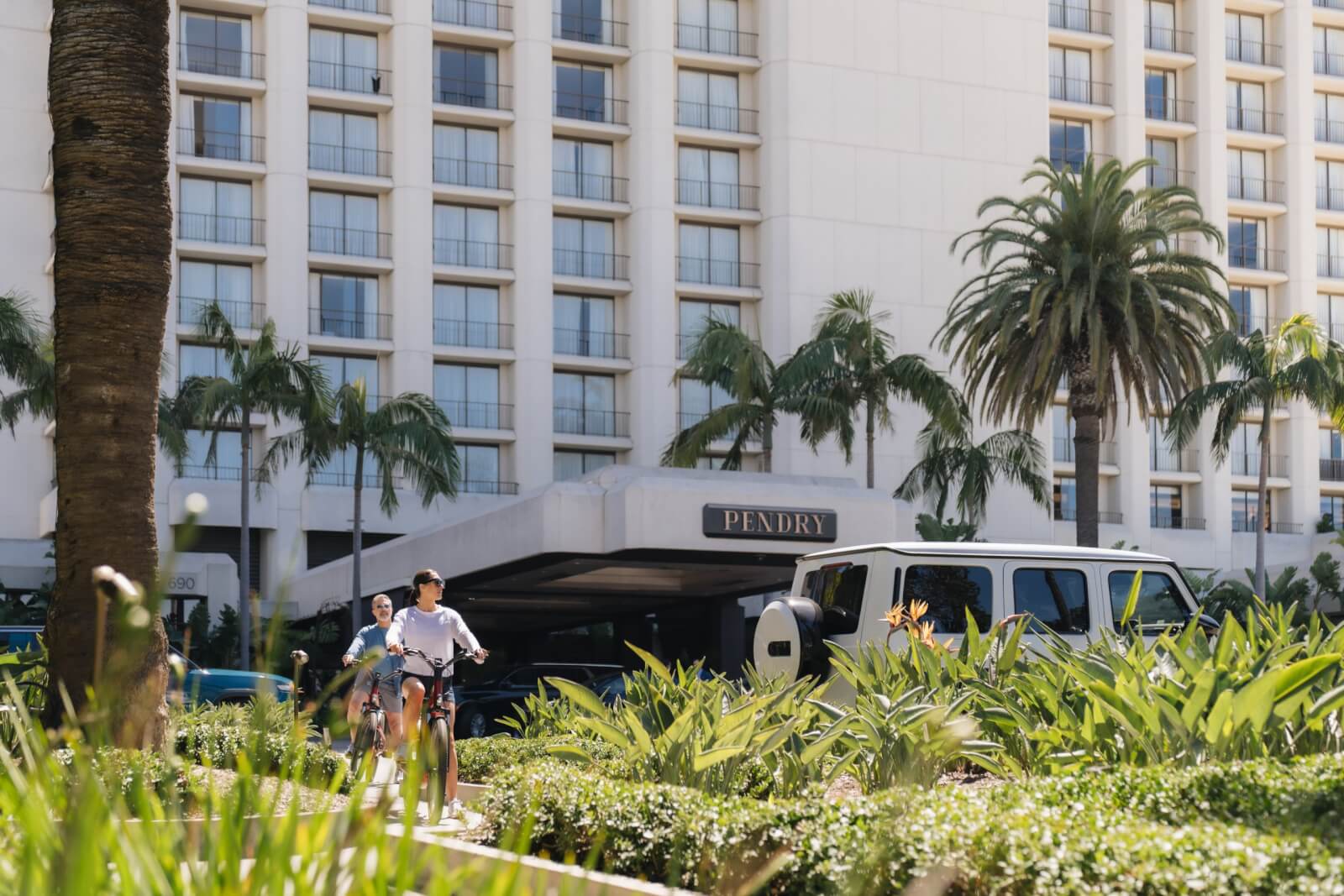 exterior pendry hotel people on bikes
