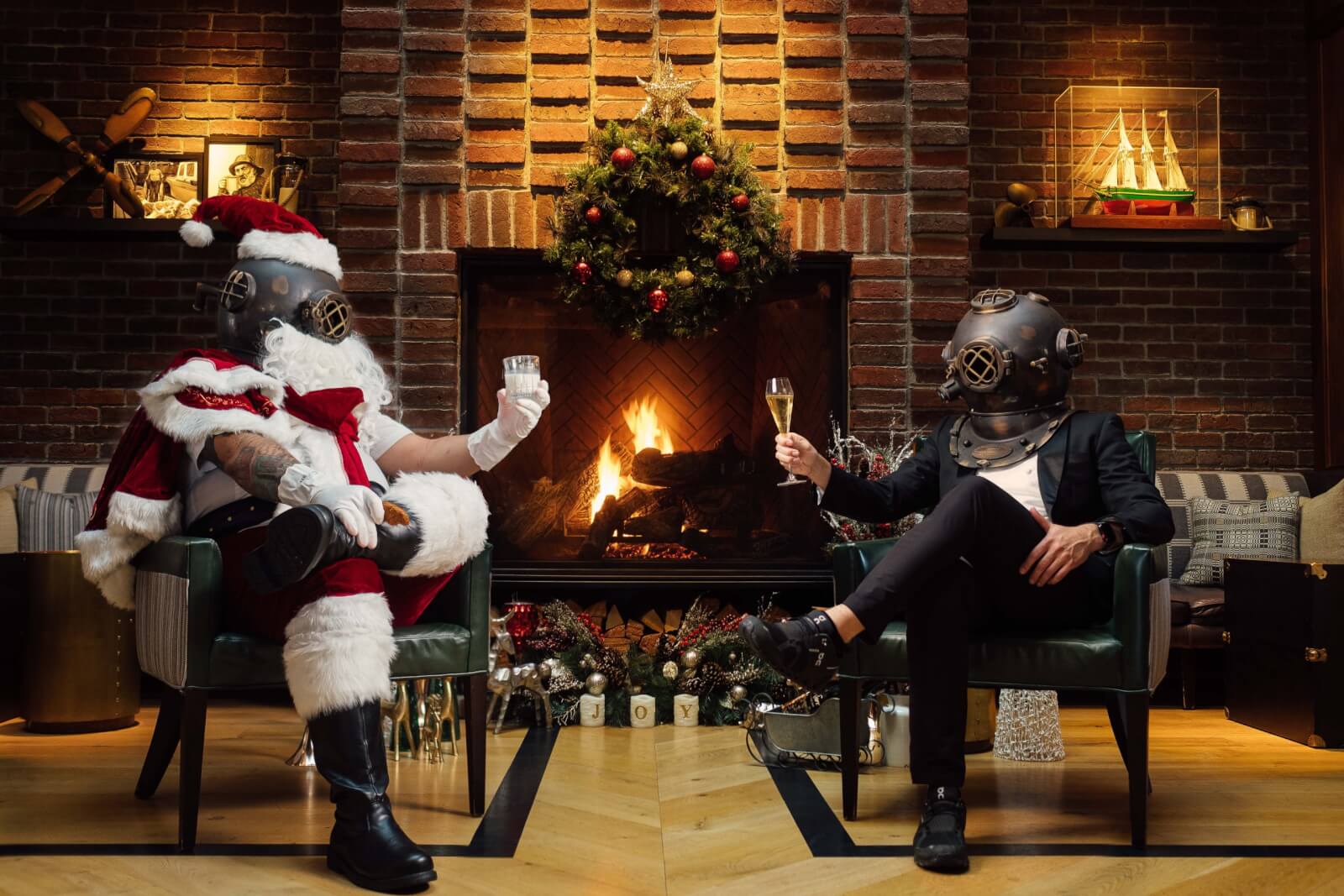 santa and another man sitting