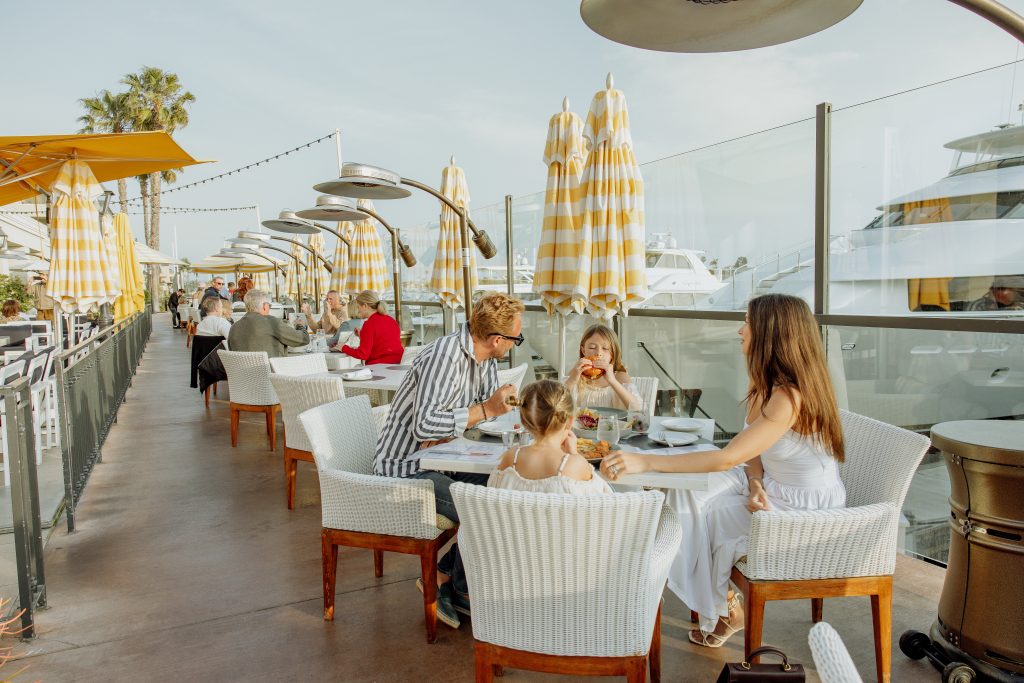 people dining on a patio