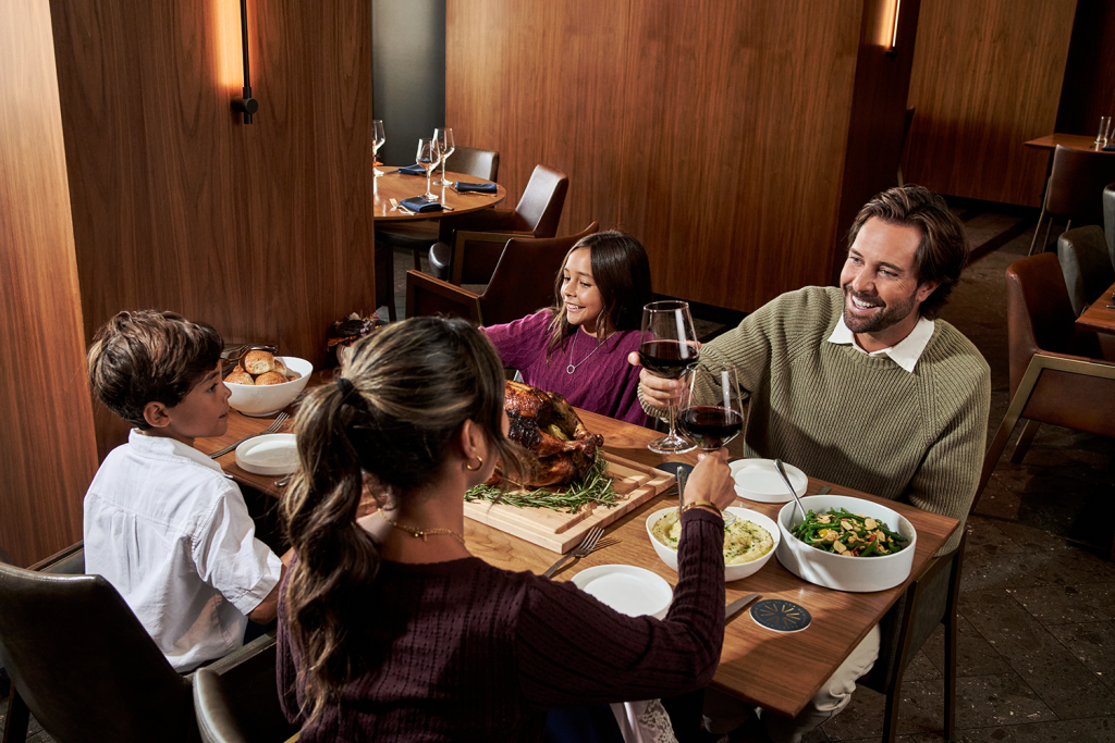 a family at thanksgiving dinner