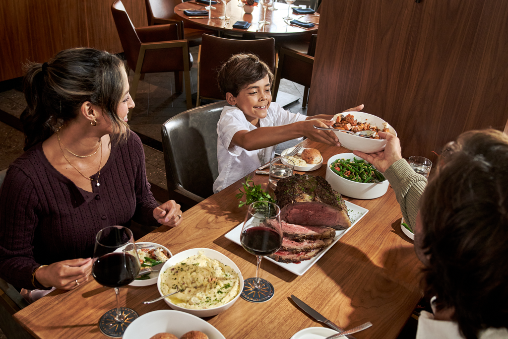 family eating christmas dinner