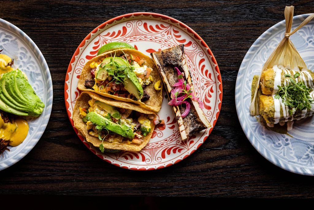 three plates of food