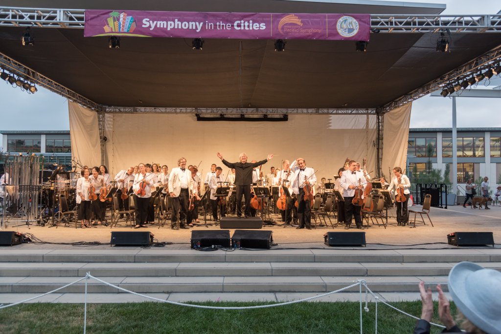 people on stage playing music