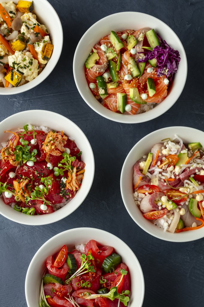 variety of seafood dishes