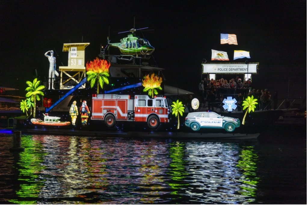 boat decorated with lights