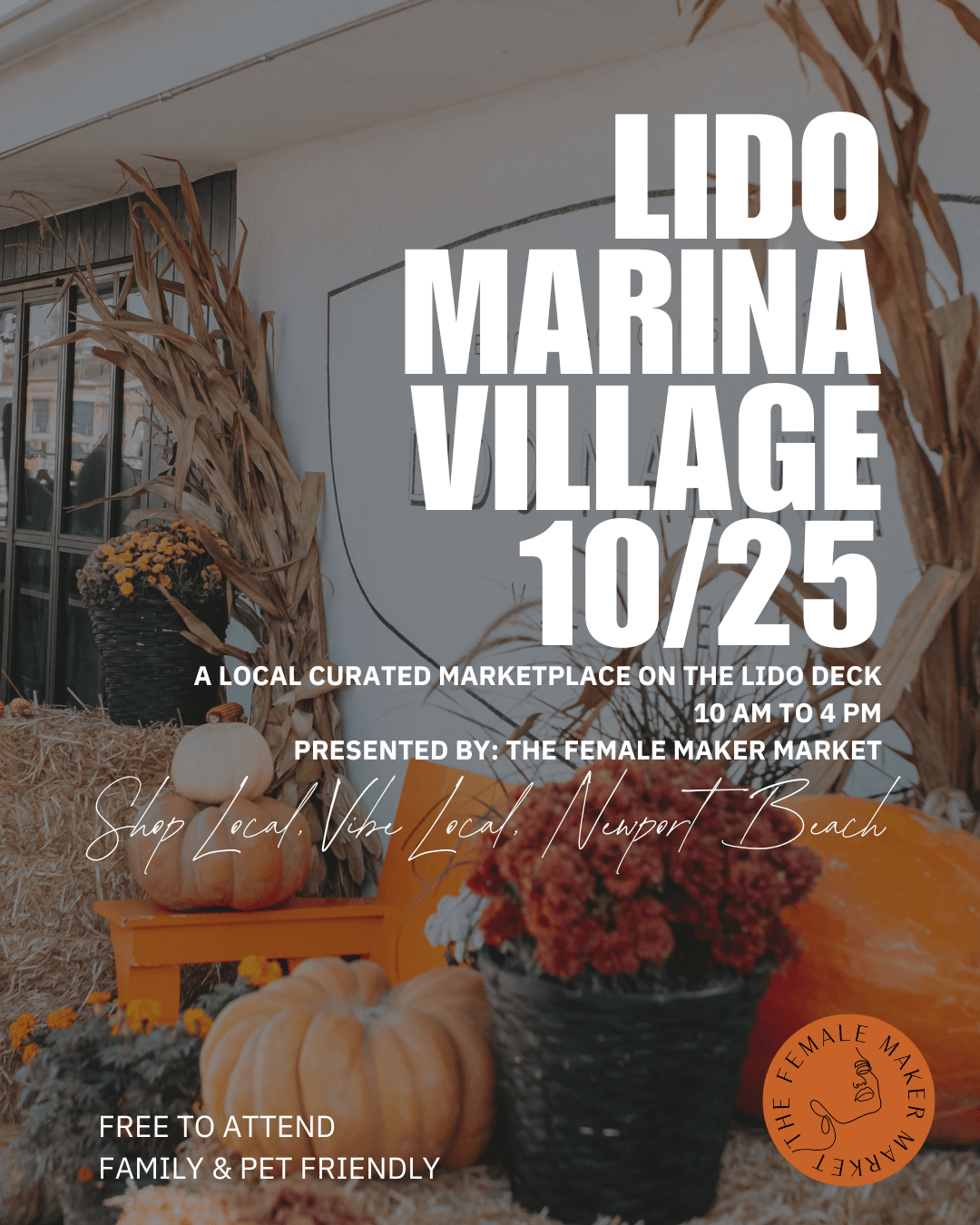 Lido Marina Village: Fall Female Market pumpkin and mums