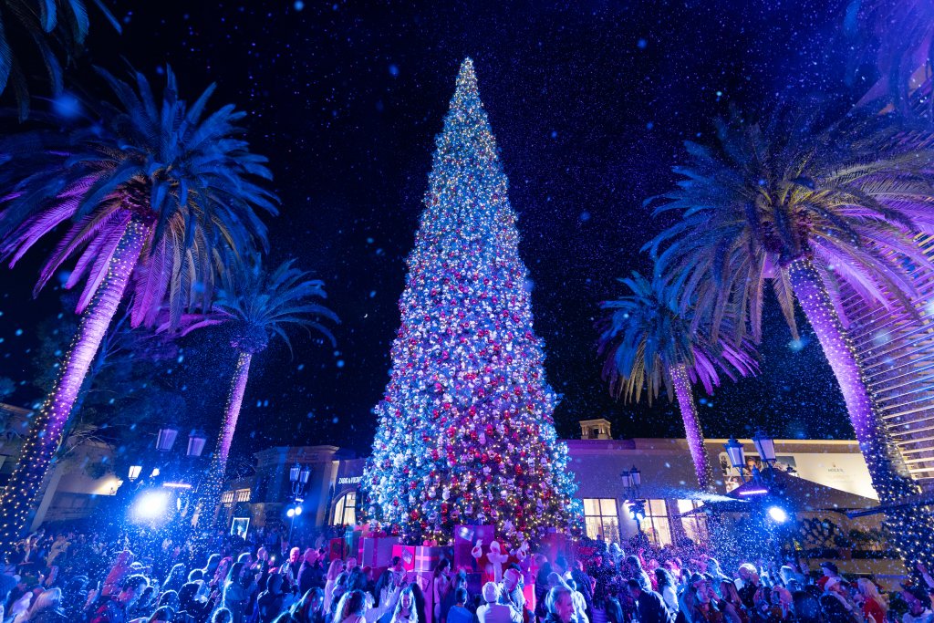 fashion island tree lighting with snow