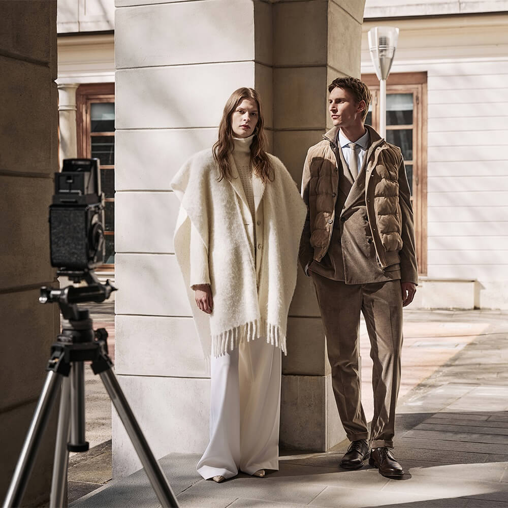 a man and woman standing