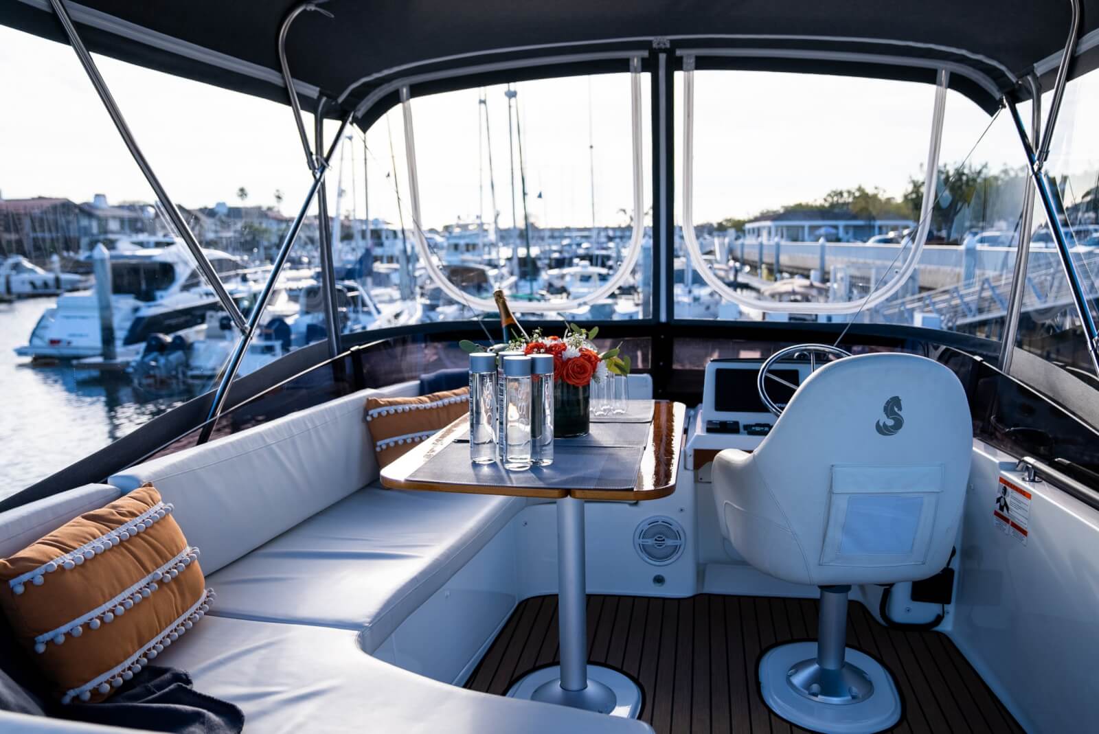 the inside of a boat