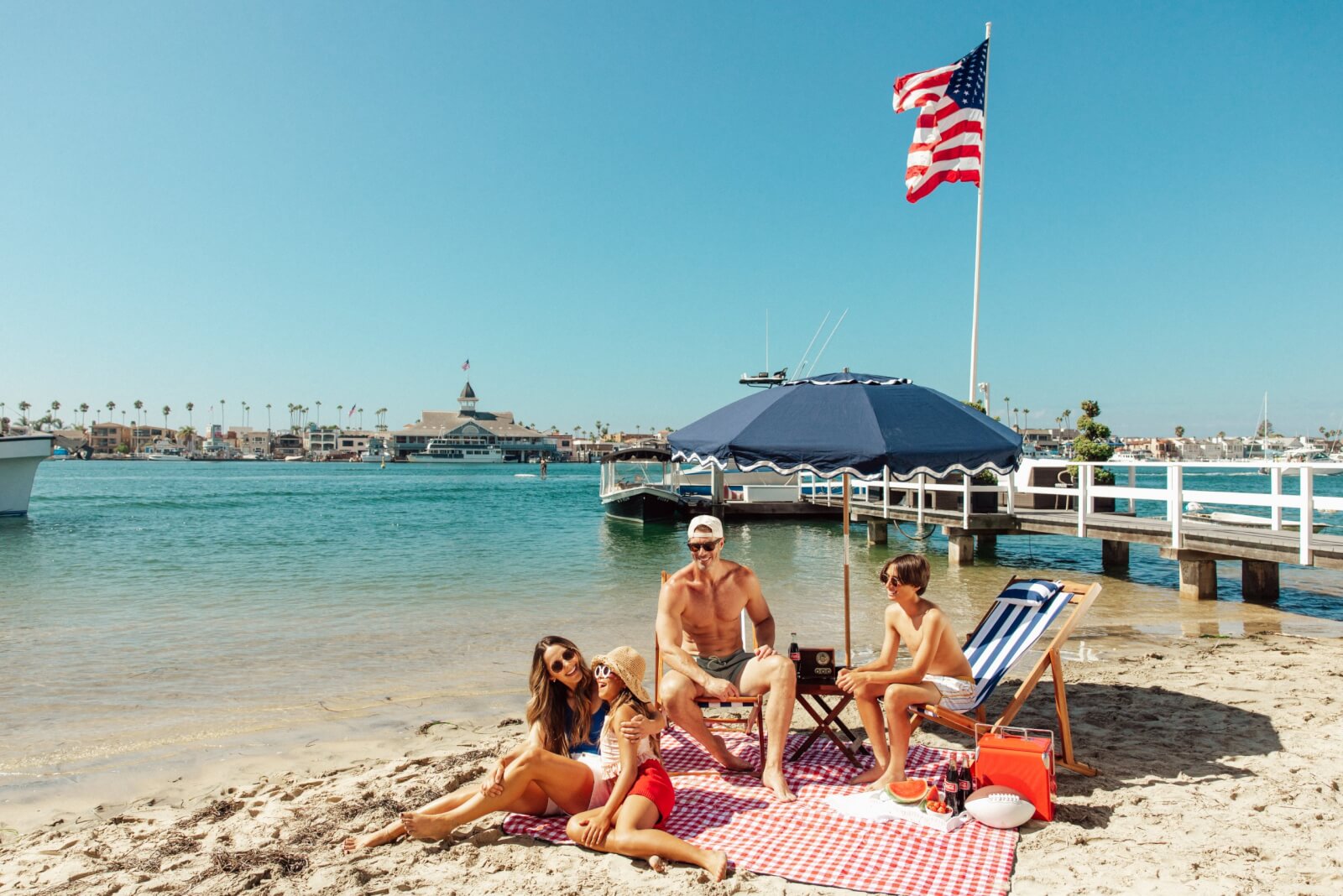 family on beach