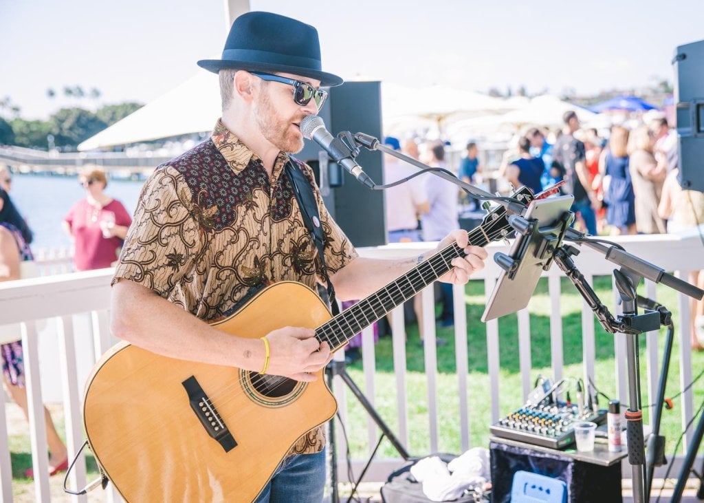 man holding guitar
