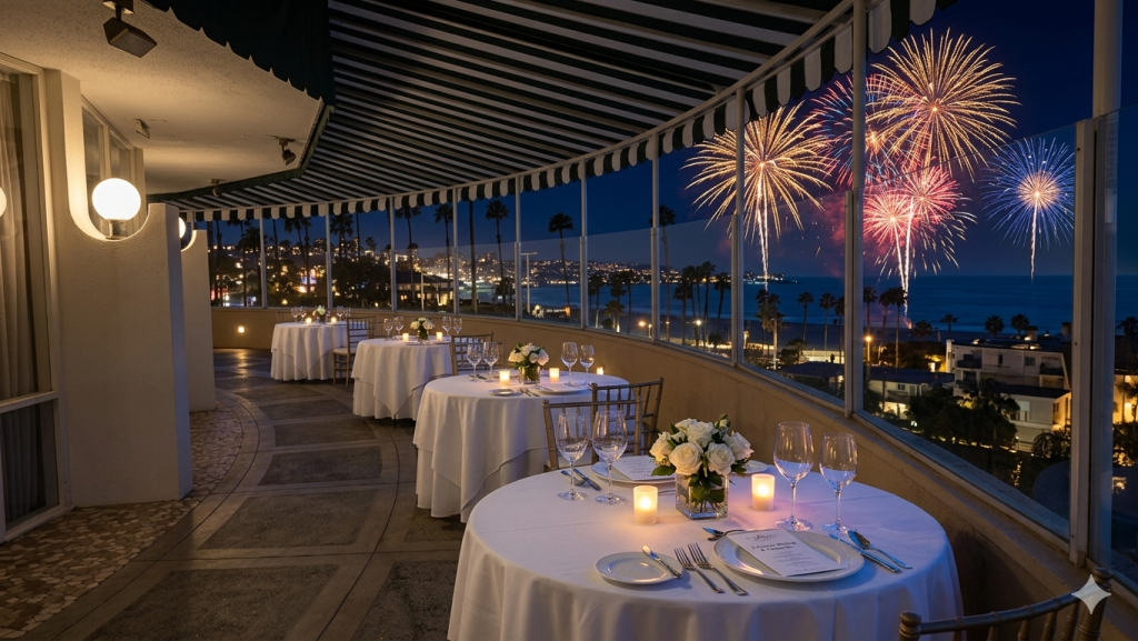 tables with fireworks