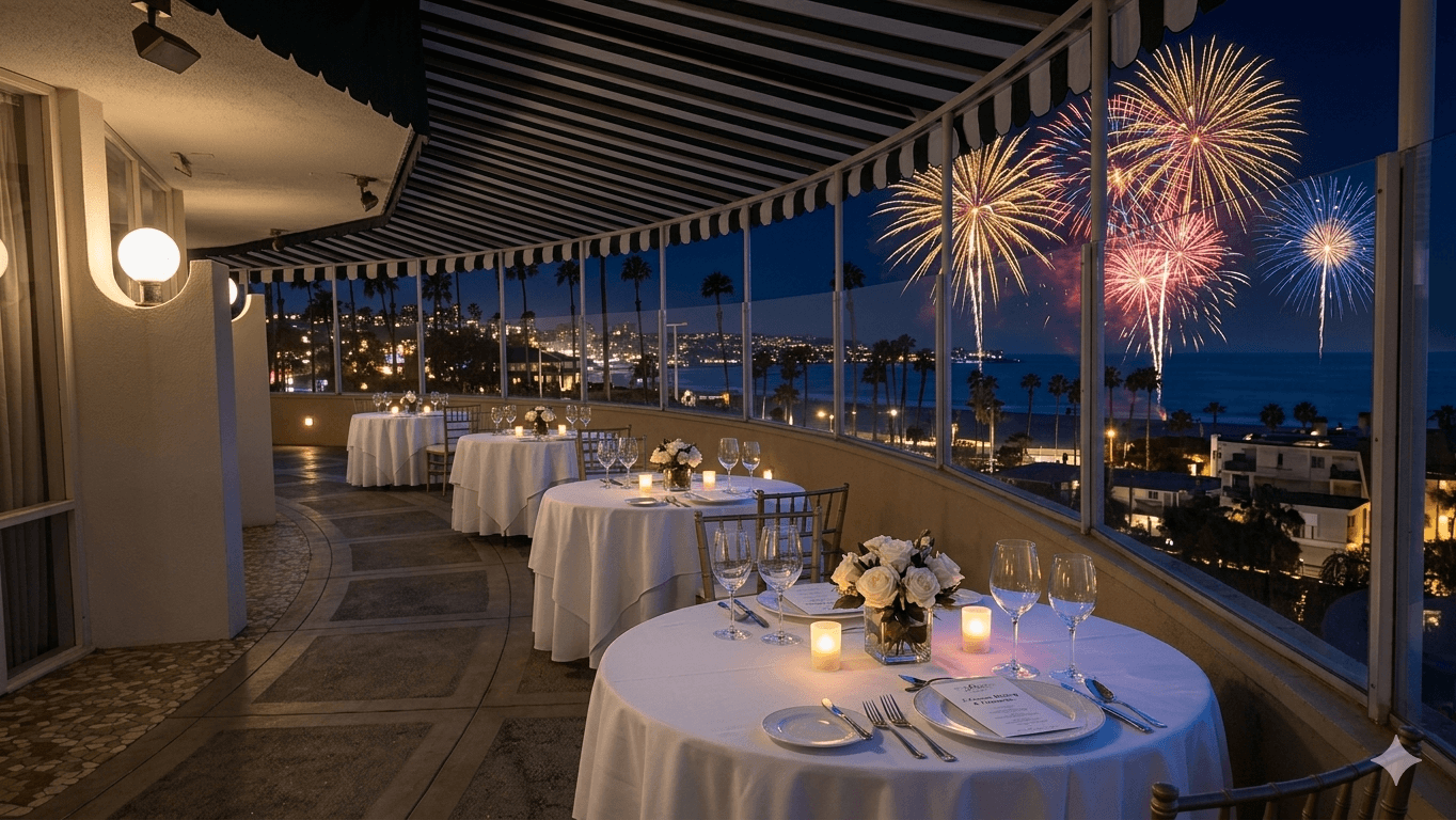 tables with fireworks