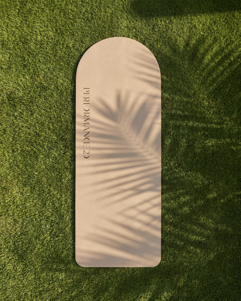 Yoga mat with palm tree