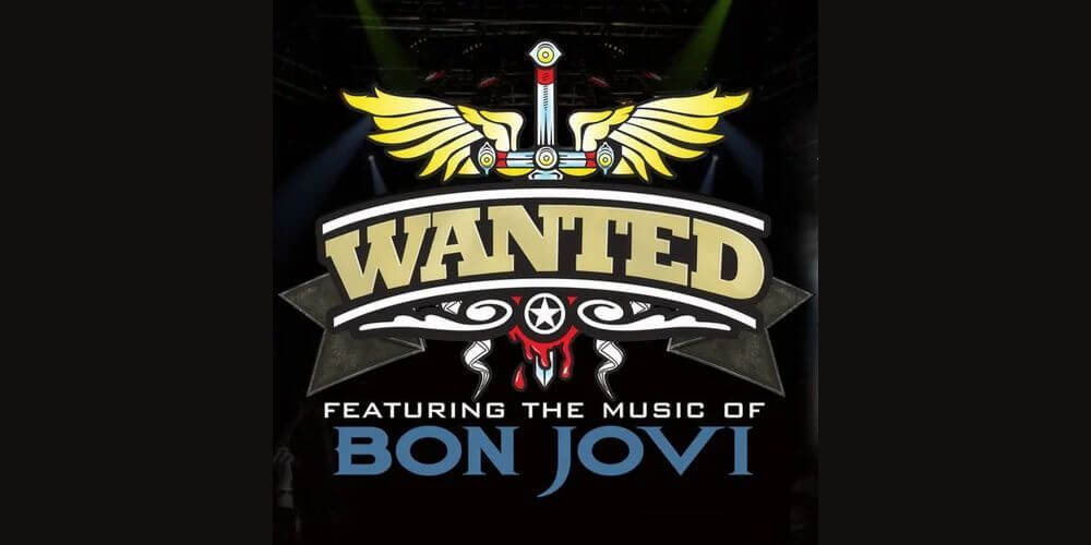 Yellow wings with sword over band name with black background